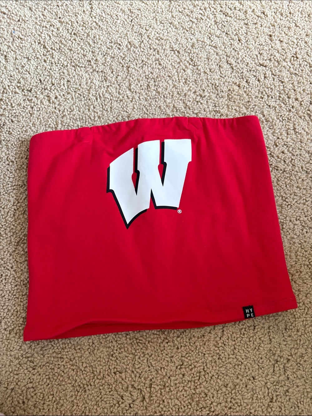 Red Strapless Mini Tube Top with White 'W' Logo